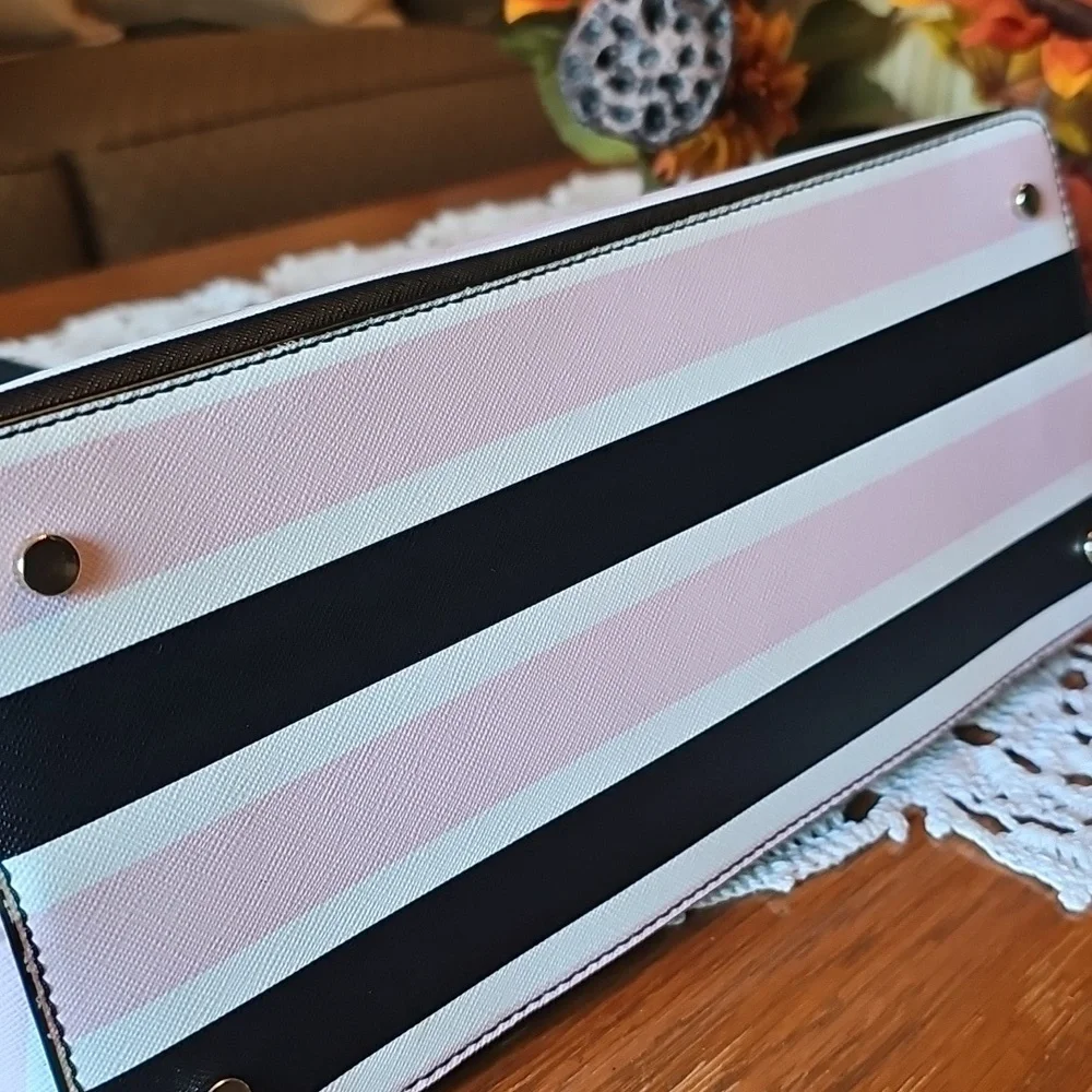 Kate Spade Black and Pink Striped Satchel - Picture 4 of 5